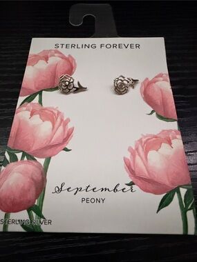Sterling Forever September Peony Sterling Silver Stud Earrings - Silver